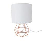 Abat-Jour Lampe de table moderne pour chambre à coucher, lampe de salon en forme de cage avec finition chromée et abat-jour blanc (OR rose ) Ampoules non inclus
